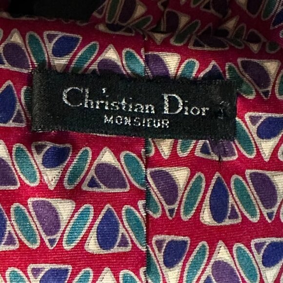 Christian Dior Martini Glasses Silk Tie Red Purple Mid Century Modern Modernist - Picture 2 of 4